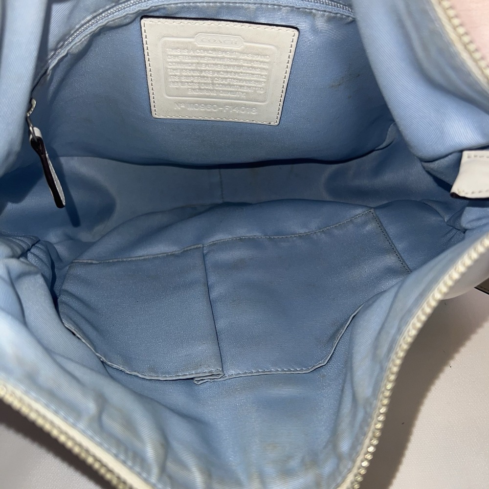 Coach White Leather Chelsea Hobo Bag Purse Dec 2009 F14018 Sky Blue Interior EUC - Picture 9 of 11